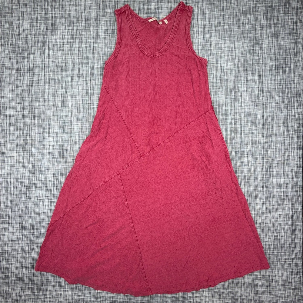 Soft Surroundings Womens Pink Textured Sleeveless V-Neck A-Line Pocket Dress M